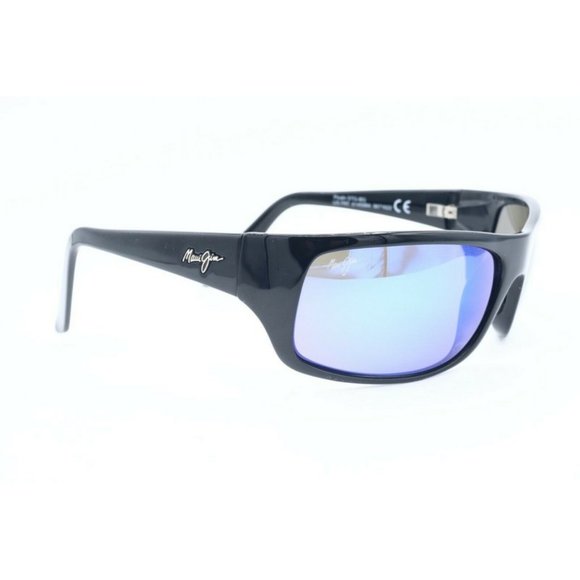 Maui Jim Peahi MJ 202-02 Square Black Sunglasses Blue Polarized Lenses 65mm - Picture 3 of 6